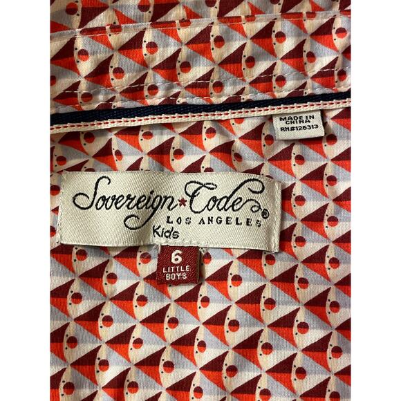 Sovereign Code Red and White Button Down Shirt Boys size 6 Patterned - Picture 3 of 6